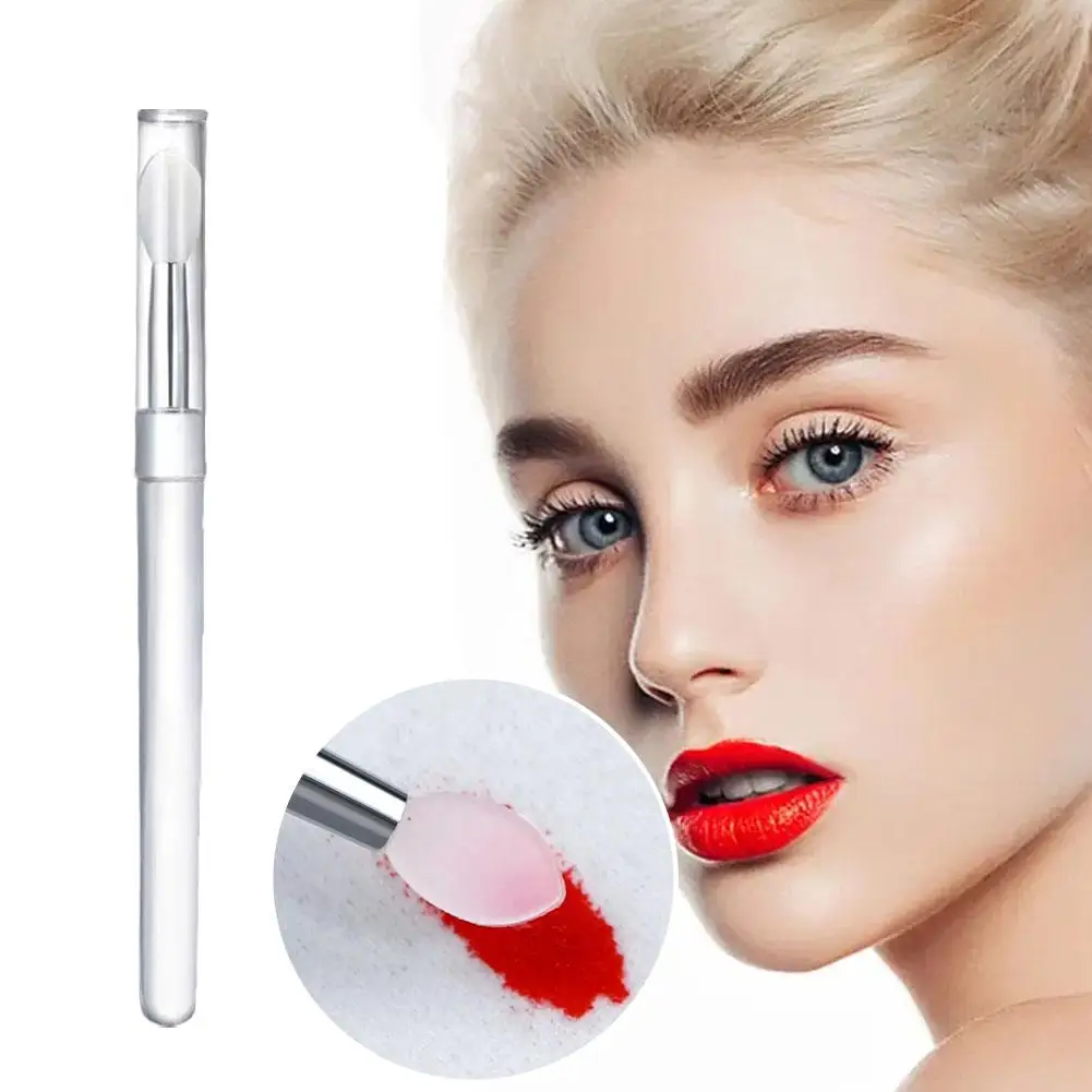 Pinceau de maquillage portable en silicone avec couvercle, applicateur, doux, multifonctionnel, fard à barrage, baume, rouge à lèvres, brillant à lèvres, D5P6