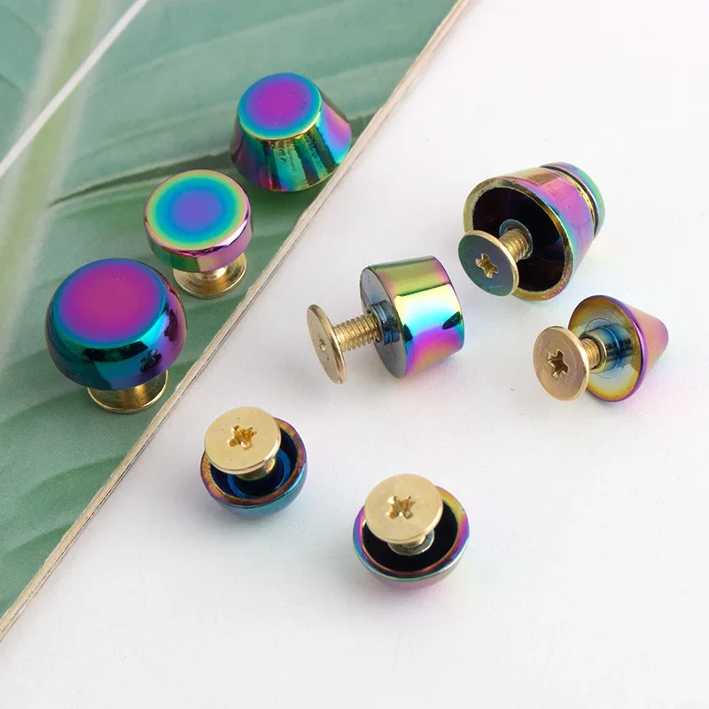 10-200PCS Rainbow Colorful Stud Chicago Screws Solid Copper Screw Rivets for Leather Bag Handbags Belt Cap Decoration Accessrise