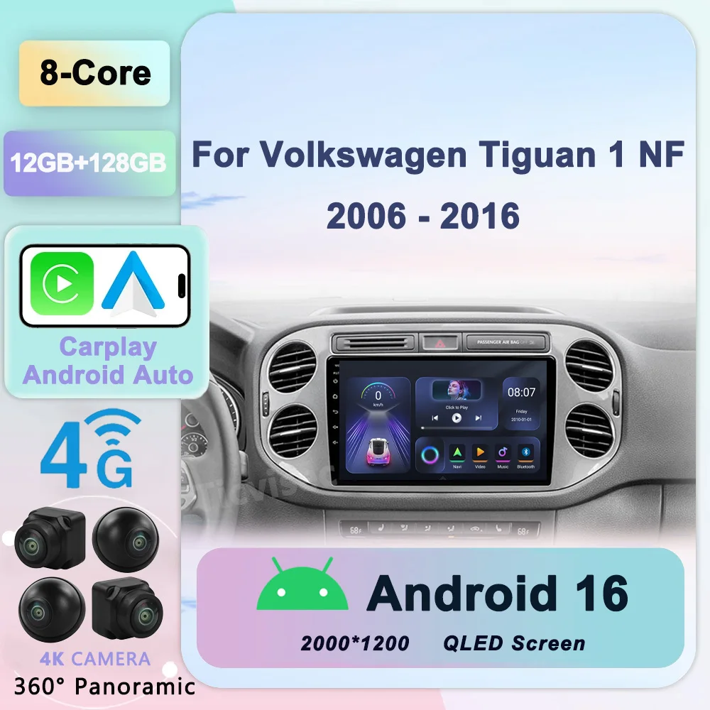 

Android 16 Car Radio For Volkswagen Tiguan 1 NF 2006 - 2016 Car Radio Multimedia Video Player Navigation GPS No 2din 2 din dvd