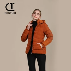 COUTUDI-Lightweight Cotton Padded Down Jacket for Women, Hooded Puffer Coat, Female Outwear, Casual Parkas, Winter Clothing