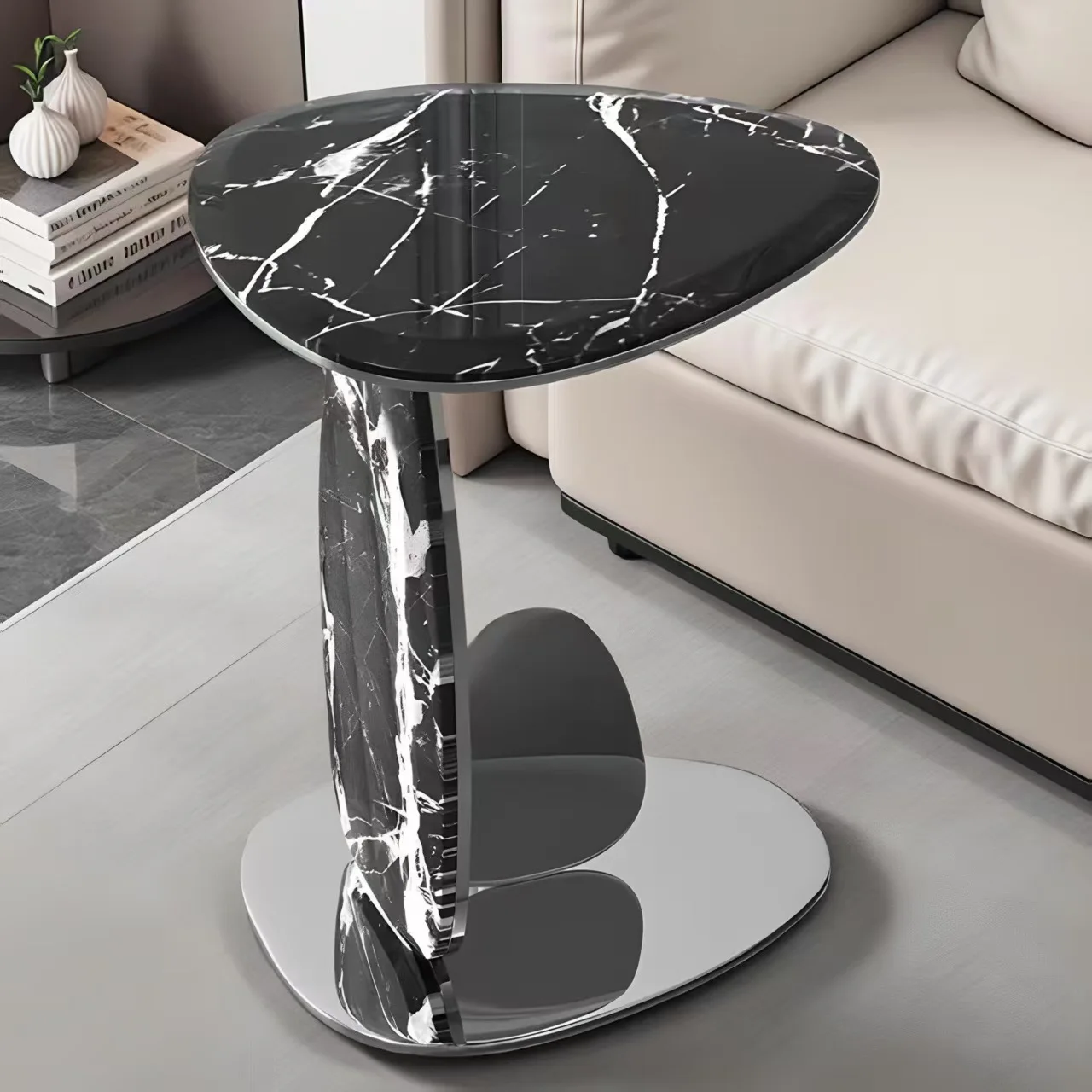 Italian light luxury simple marble living room sofa small edge few creative art high sense