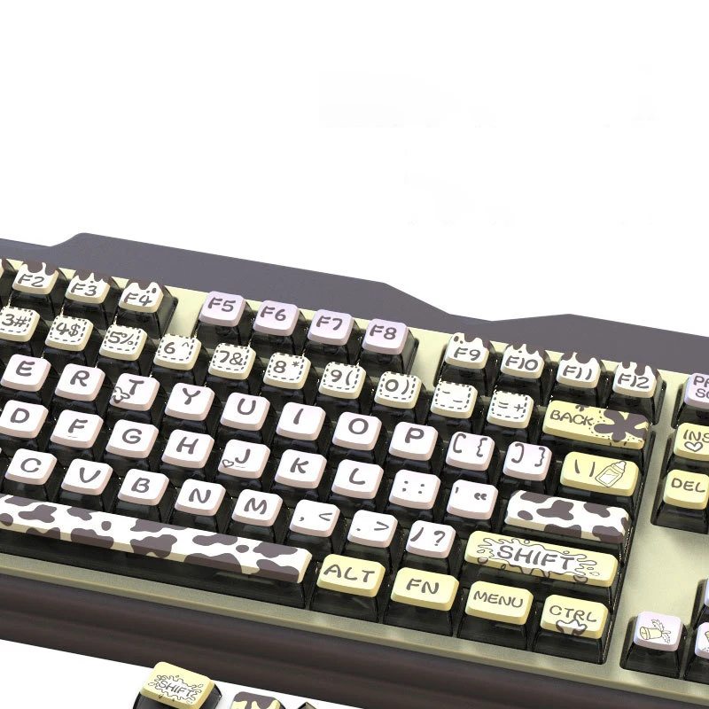 Teclas retroiluminadas para teclados mecánicos, 116 teclas, Pudding Cow Themd transparente, ASA Profile Dye Sub PBT RGB
