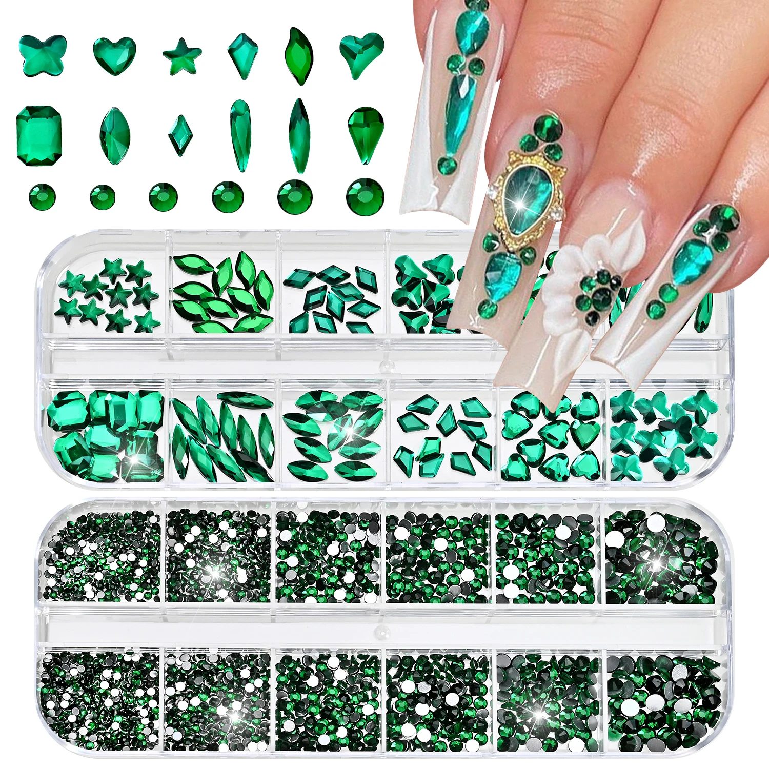 2Boxes Emerald Green Nail Crys - Nail Art Emerald Green review and price