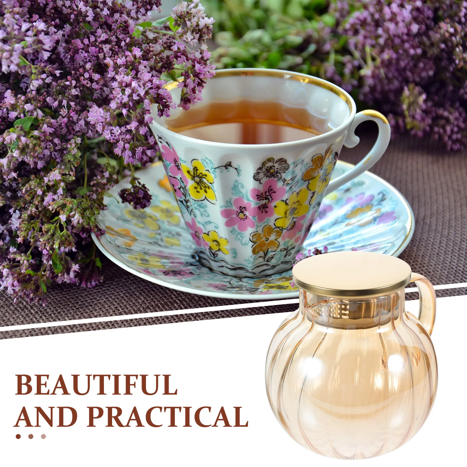 

Transparent Heat-Resistant Glass Teapot with Strainer Lid Ideal for Large Group Tea Brewing Tea Pot with Infuser