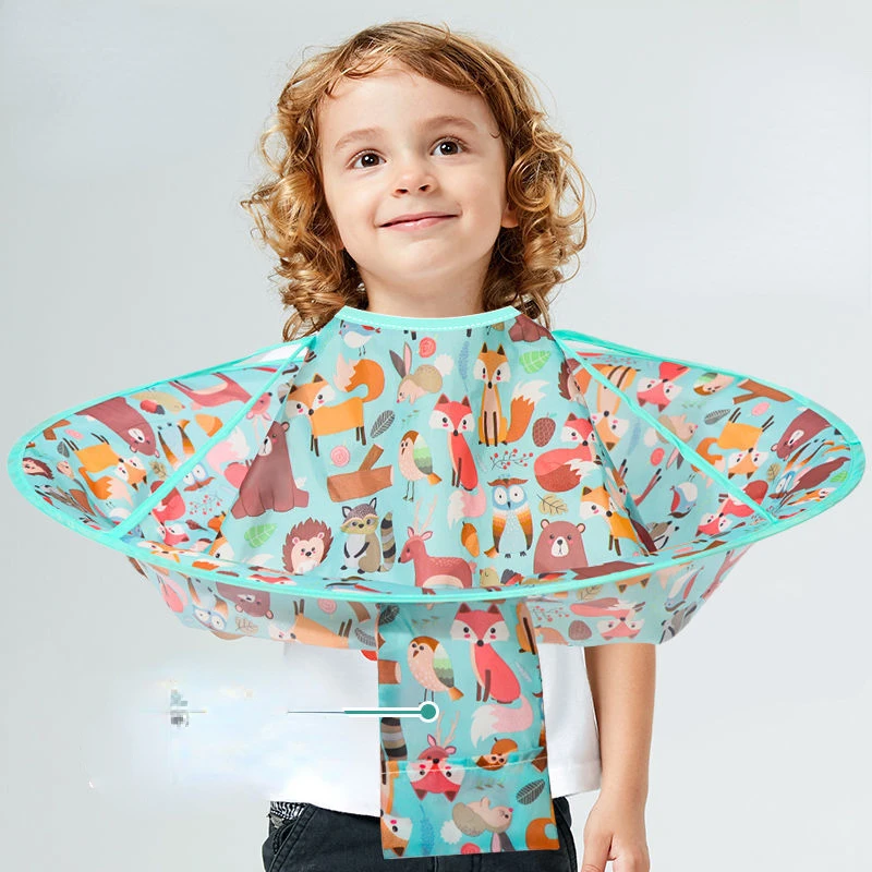 Reusable DIY Hair Cutting Cape Umbrella Kids Cutting Cloak Hair Shave Apron Hair Barber Gown Cover Household Cleaning Protecter