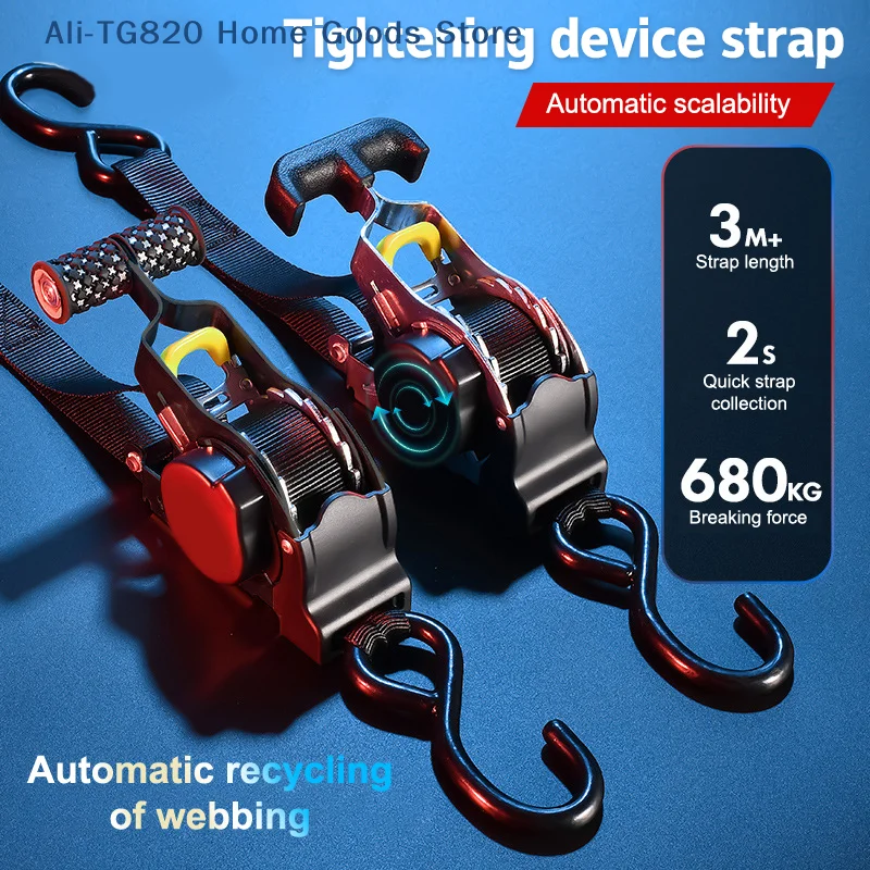 

[TG820]Retractable Auto Ratchet Strap Automatic Shrink Bundle Tape Retractable Belts For Motorcycles Convenience Luggage Straps