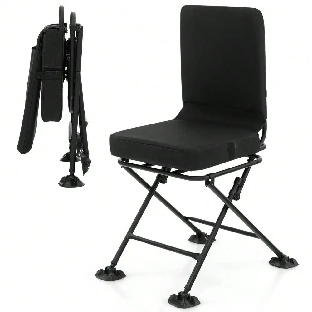 360 Degree Swivel Hunting Chair, Folding Hunter Blind Chair w/All-terrain Feet