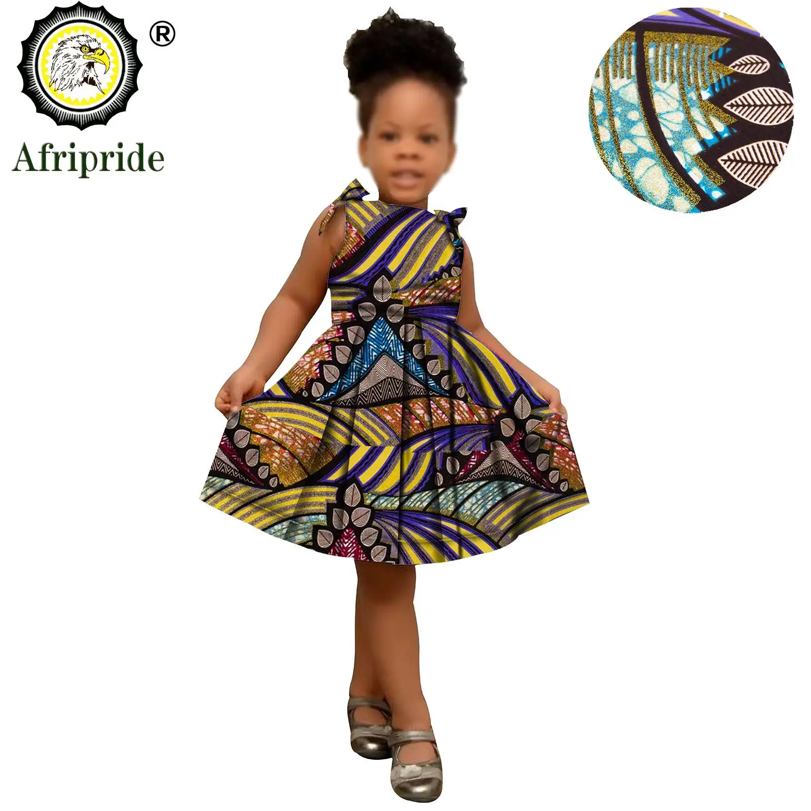 2025 African Children Clothing Kids Dashiki Ankara Print Dresses Sleeveless Lovely Mini Dress for Girl AFRIPRIDE S1940005