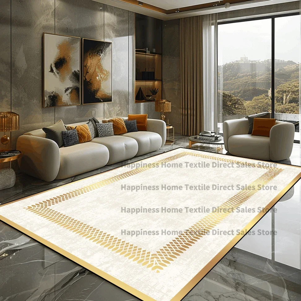 Golden Marble Carpet Luxury Bedroom Decoration Large Area Rugs Sofa Side Carpets for Living Room Soft Non-slip Lounge Floor Mat