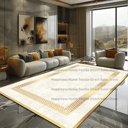 Golden Marble Carpet Luxury Bedroom Decoration Large Area Rugs Sofa Side Carpets for Living Room Soft Non-slip Lounge Floor Mat