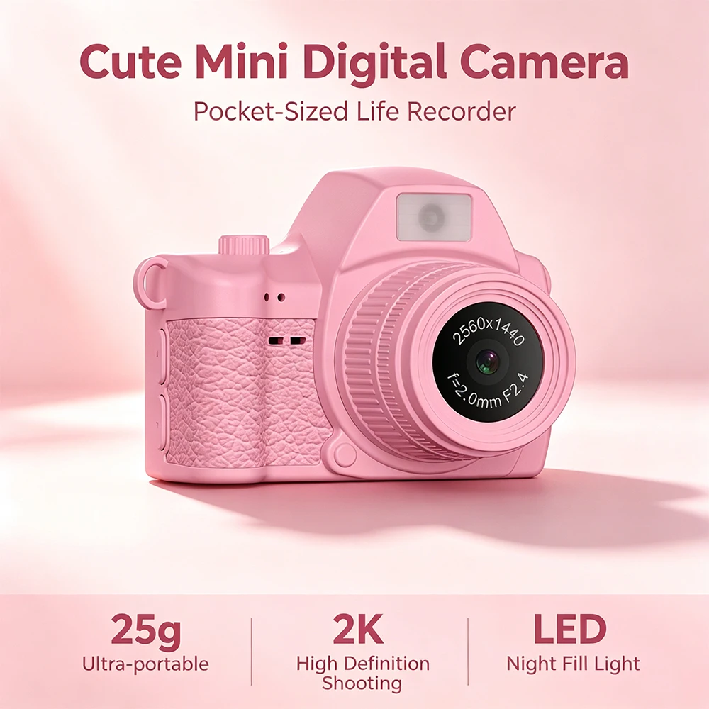 Small Compact Pocket Camera With LED Fill Light Tiny Digital Cam For Self‑Portrait Casual Shooting Life Memory Recording