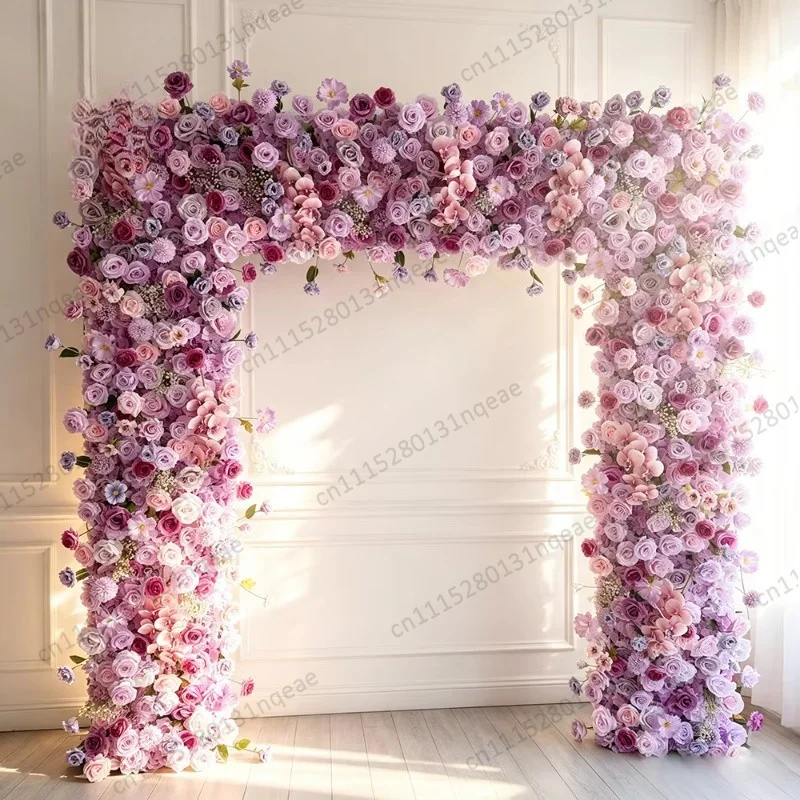Realistic Handmade Fabric Silk Rose Gypsy Square Flower Arch White, Suitable for Wedding Hotel Commercial Decoration