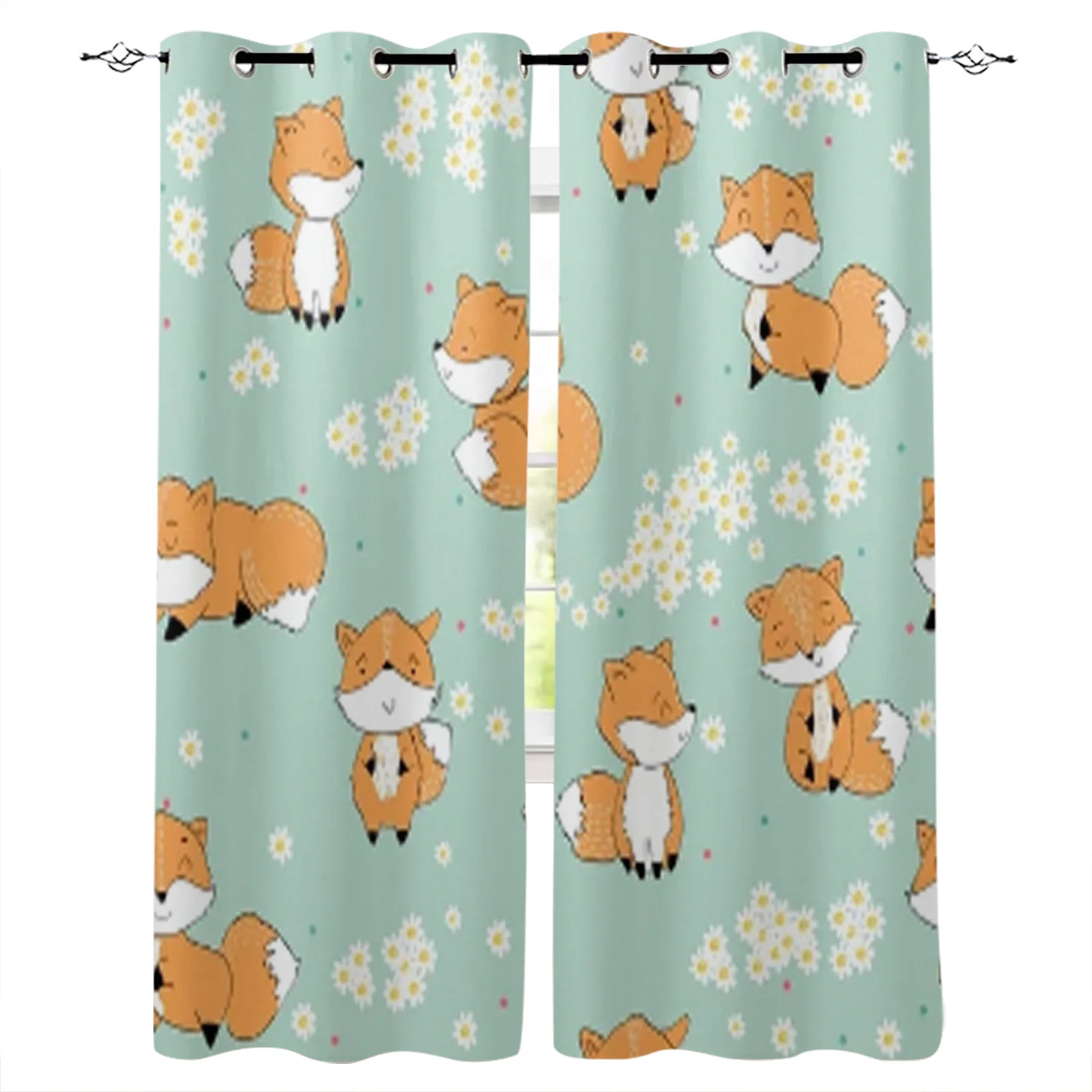 Cute Cartoon Fox Childish Kid Printing Curtain For Living Room Luxury Bedroom Hotel Curtain Home Decor Window Balcony Drapes