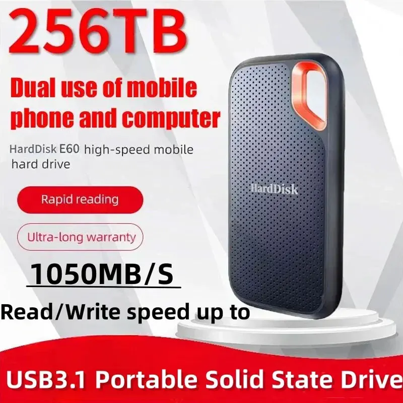 

Внешний SSD-накопитель на 1 ТБ, Портативный твердотельный накопитель, высокоскоростной жесткий диск USB 3,1/Type-C, устройство хранения для ноутбуков/настольных компьютеров/Mac/телефонов