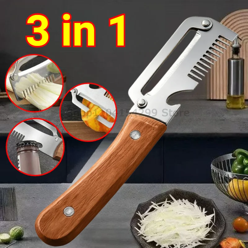 Wooden Handle Paring Knife High Appearance Kitchen Special Fruit Planer Sugarcane Paring Knife Household Thick Scraping Tools
