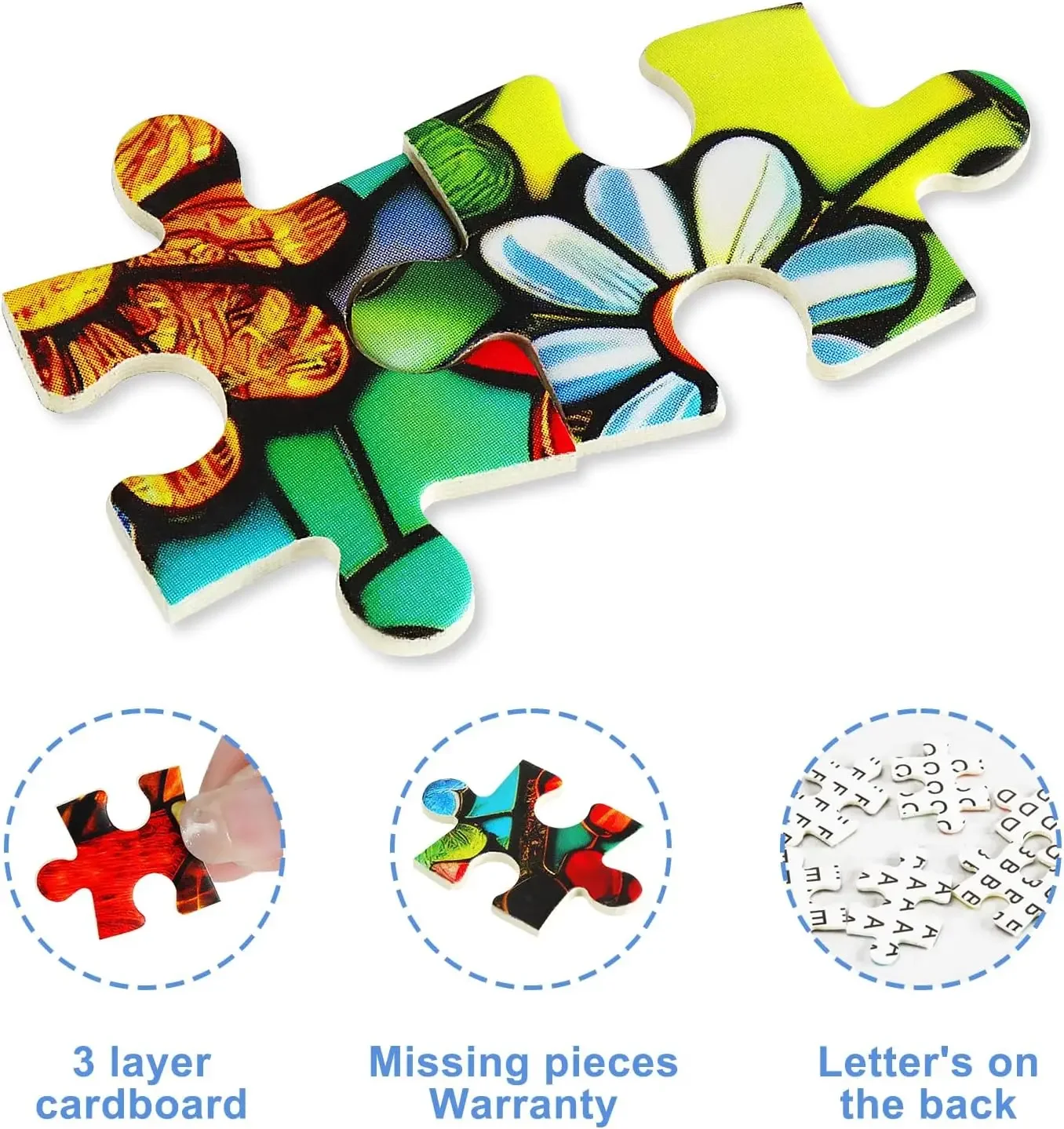 300/500/1000 Pcs Jigsaw Puzzle Stained Glass Life Tree Paper Puzzle Creative Hobby Calming Anxiety Relief Home Decor
