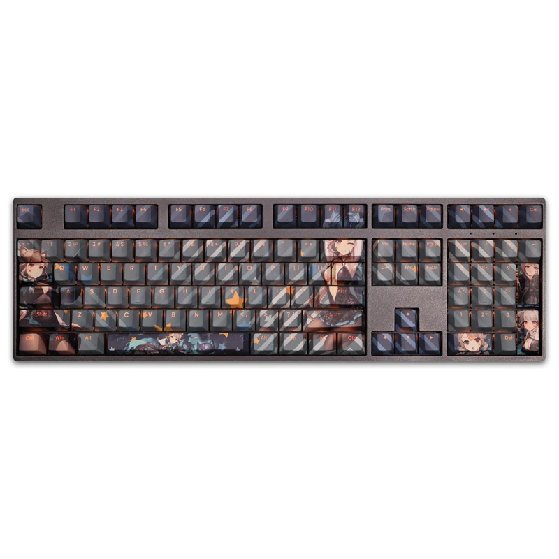 Lynette 108 Keycap Genshin Impact Game PBT DYE Sublimation Light Transmitting Switch Cross Key Cover for Mechanical Keyboard
