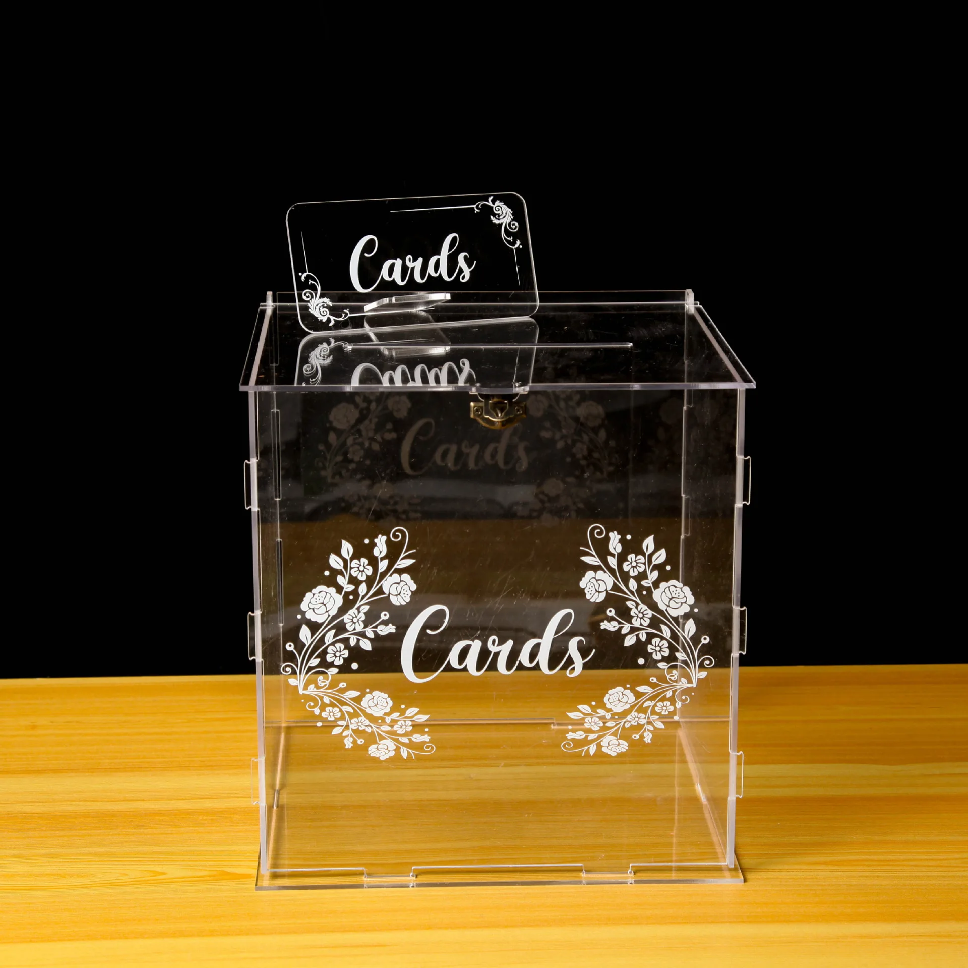 1pc Acrylic Wedding Card Box with Lock Clear Money Box for Party Graduation Anniversary Birthday Baby Shower Party Decorations