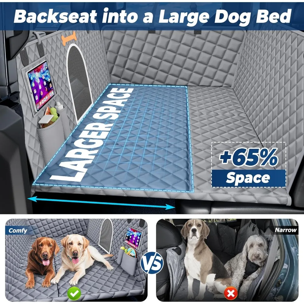 XXL Dog Car Seat Cover for Back Seat Hard Bottom, Truck Pet Back Seat Extender, 100% Waterproof