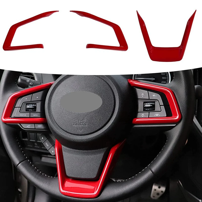 4PCS Car Steering Wheel Panel Cover Trim Frame For Subaru Forester XV Crosstrek Outback Impreza Interior Accessories,Red