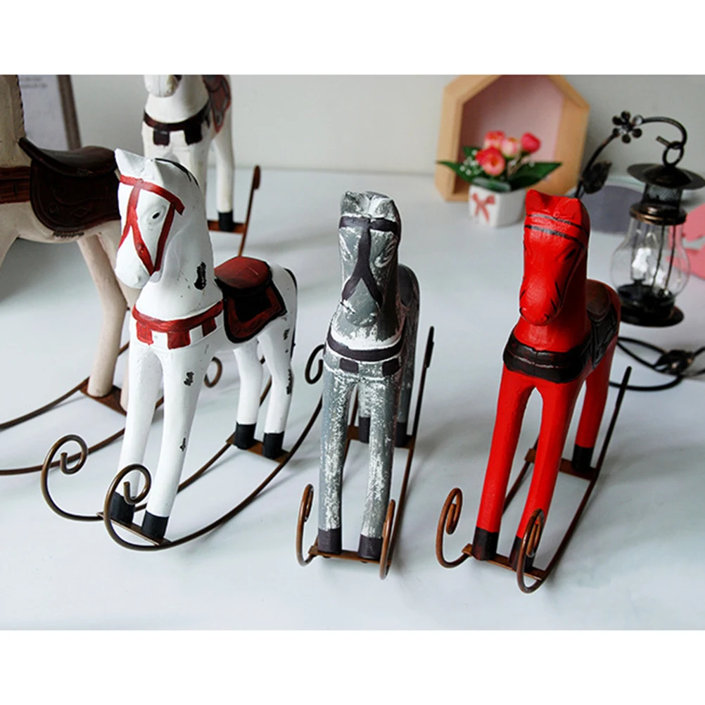 

Creative Colorful Wooden Horse Decoration Shaking Handmade Craft Ornament for Christmas Wedding Home Kids Room Decor