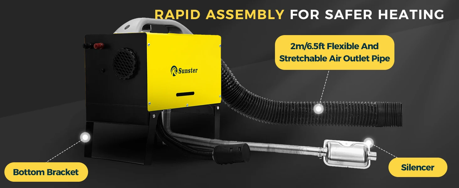 8KW Diesel-Luftheizung 12V 24V 220V, LCD-Panel & Fernbedienung All-in-One Standheizung mit Netzteil für Auto, Wohnmobil, Garage – Detail 11