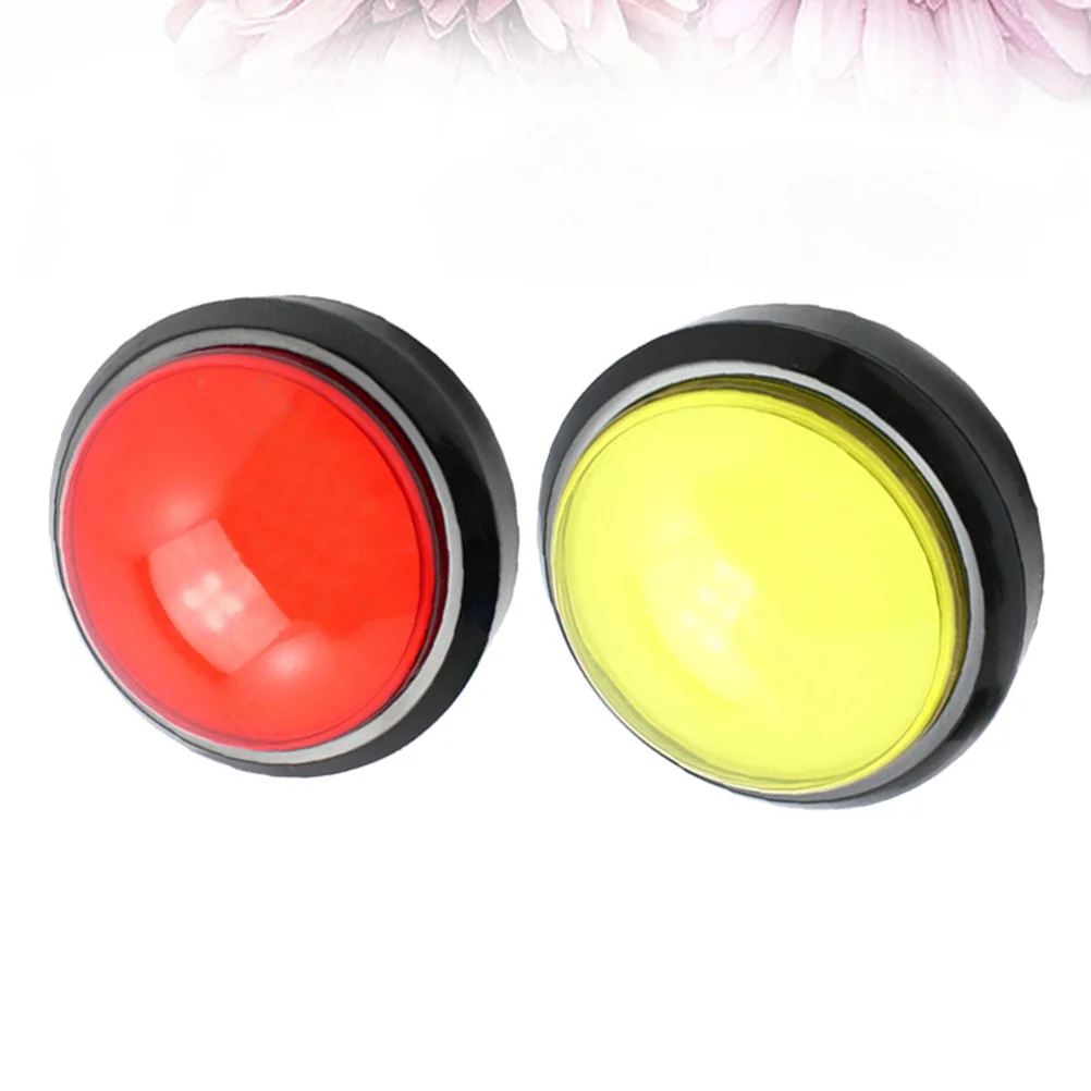 

2Pcs Game Answer Buzzer Red Yellow Electronic Responder with Foot Switch LED Light for Party Quiz Competition Shown Button