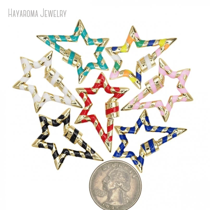

2Pcs Star Stars Pentagram Copper Screw Gold Color Wholesale & Hooks Accessory Clasps FC31336
