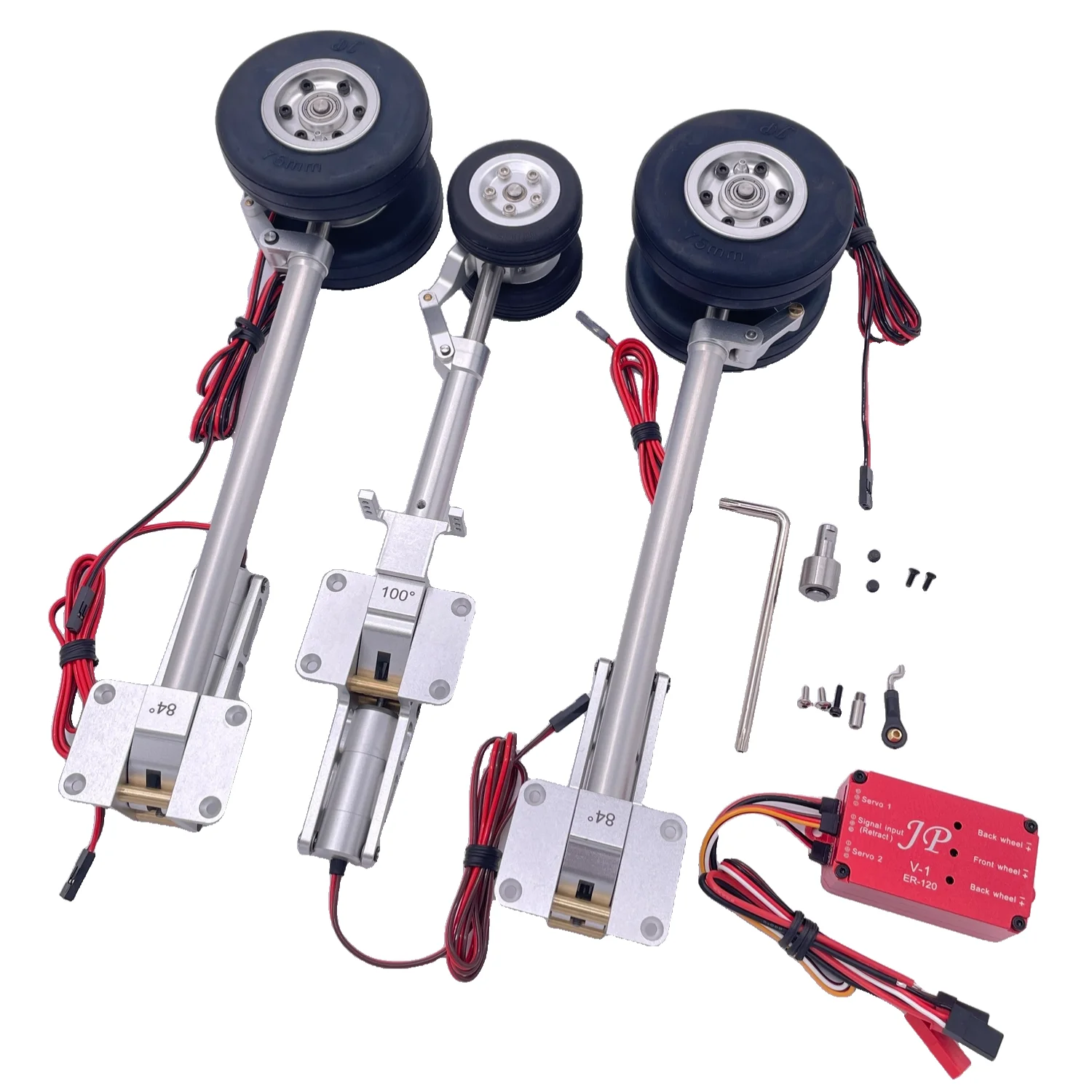 Train d'atterrissage personnalisé XAERO ER120 pour Jet RC, train de roulement en aluminium robuste avec hauteur réglable, modèle de Turbine à l'échelle 1/5-1/6