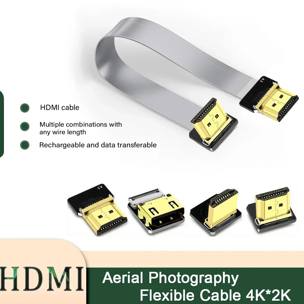 FPV HDMI-Compatible Connector Flexible Flat Cable Raspberry Pi 4 Micro HDMI To HDMI/Mini HDMI Female 90 Degree FFC 20pin