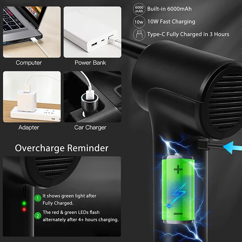 Пылесос для компьютеров, портативный пистолет для удаления пыли, бесщеточный двигатель, воздуходувка для клавиатуры ноутбука, очистки каме...