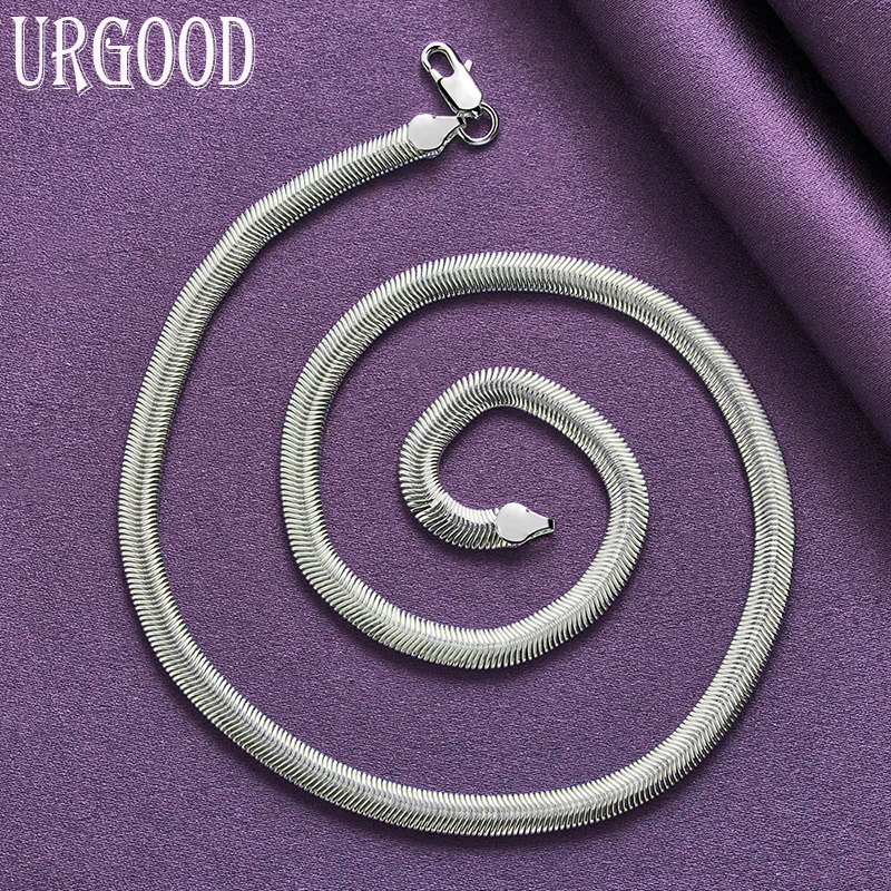 High-quality 6MM Flat Soft Snake Chain Fashion Silver Color Women Mens Wedding Necklace Bracelets Jewelry Set With