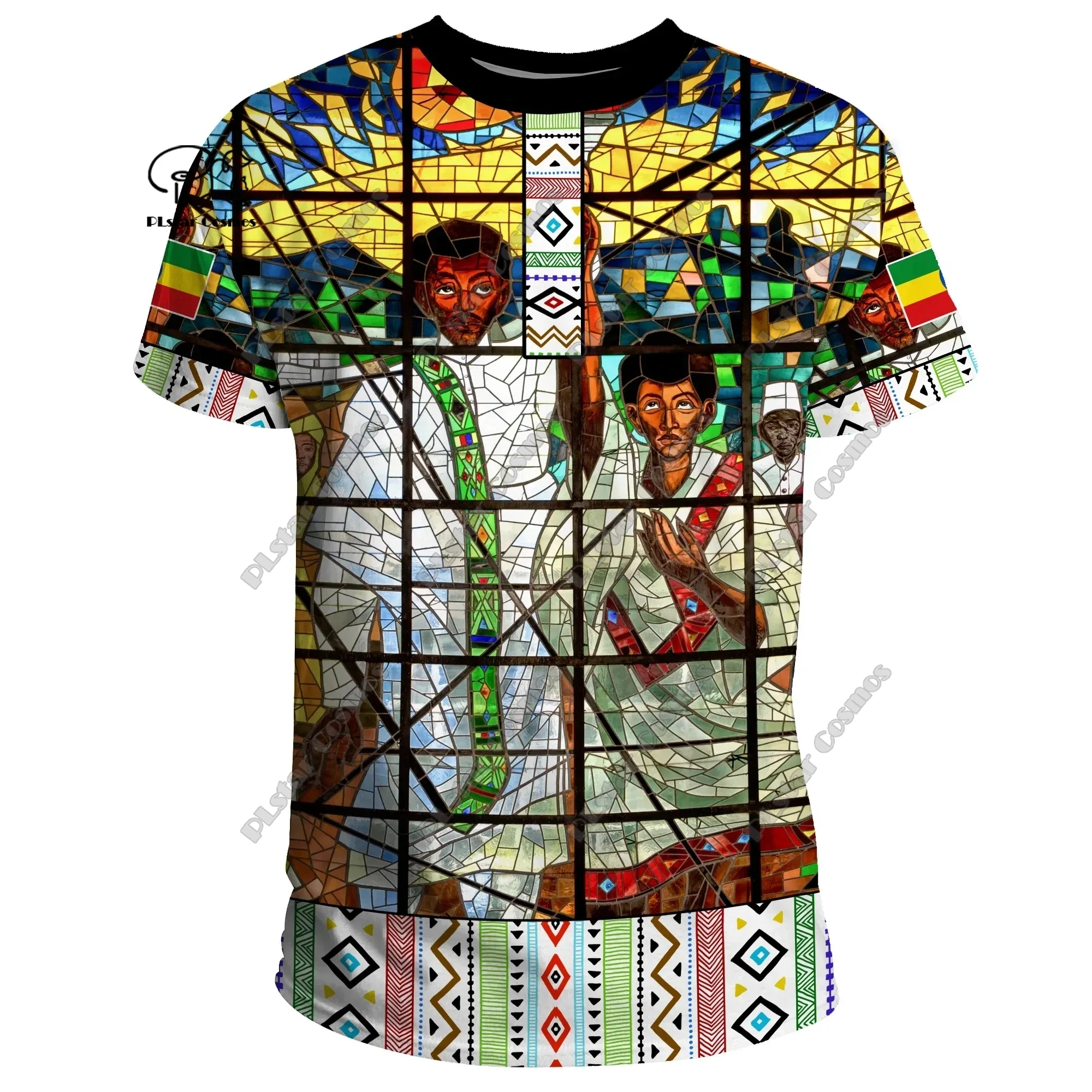 3D Printing Ethiopian Country Flag Tattoo Retro Summer Harajuku Unisex Streetwear Short Sleeves Casual Collection    1