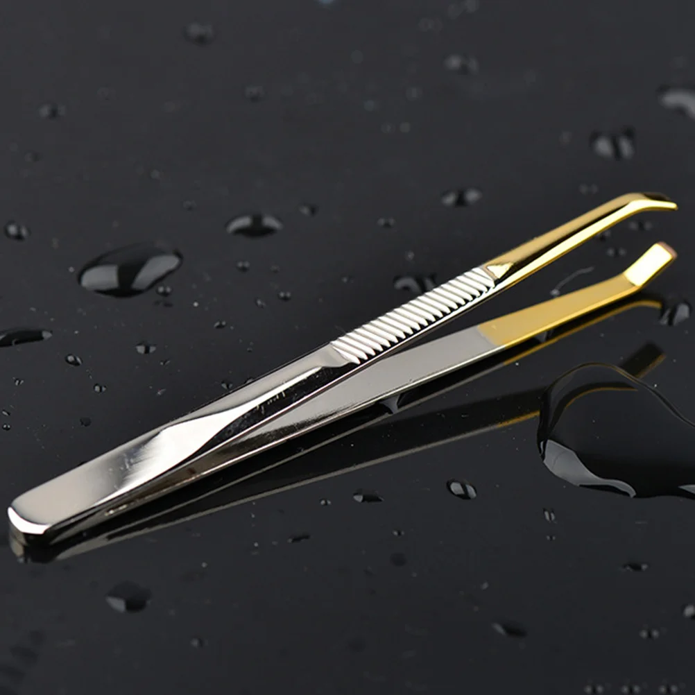 

Stainless Steel Eyebrow Tweezer Curved Portable Size 8.6x0.8cm Safe Design Anti Slip Eyebrow Clip Eyelash Extension Tweezer