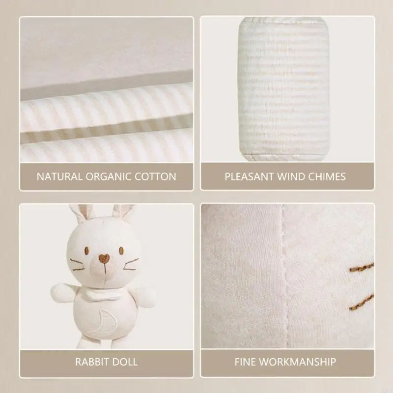 القطن العضوي سيارة الرياح الرنين لعبة مهدئة لحديثي الولادة سرير عربة المحمول حشرجة الموت التطوير الحسي الرضع A2UB #5