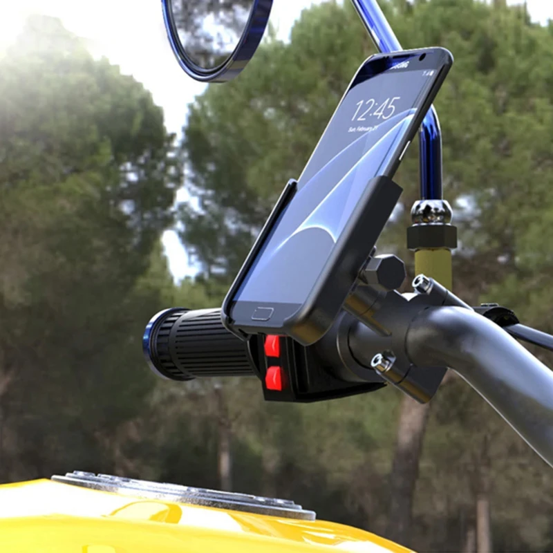 Motorcycle Bicycle Phone Holder Moto Rearview Mirror Handlebar Mount Compatible For Xiaomi iPhone Mobile Navigation Bracket