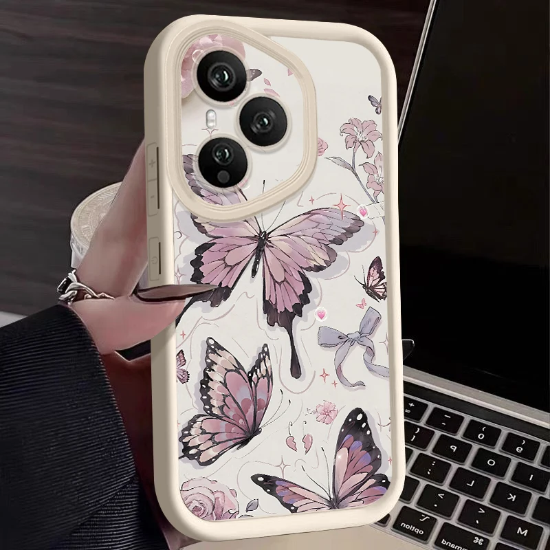 Purple Butterfly Print Phone Case For Honor 400 200 Pro Magic7 Lite X8c X9c Smart X6a X6b X6c Shockproof Soft TPU Silicone Cover