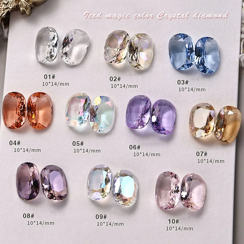 10x14mm Pointed Bottom Pigeon Egg Nail Art Rhinestones Color High Quality Crystal Glass Oval Fingernail DIY Decorative