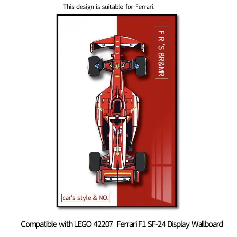 لوحة حائط جديدة مناسبة لسيارة ليجو 42207 فيراري F1 SF-24 نموذج سيارة مثبت على الحائط صندوق عرض إطار صور