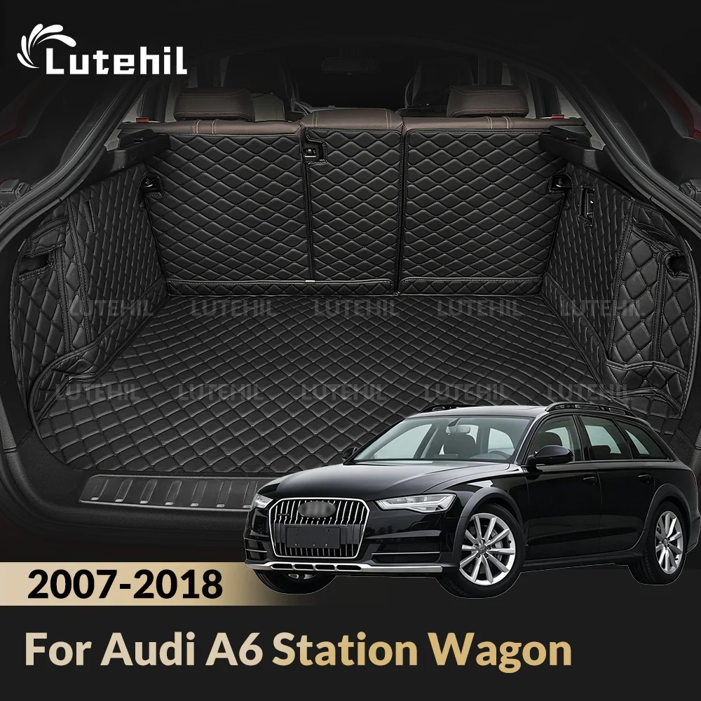 Kofferraummatte für Audi A6 Kombi 2007-2018, Kofferraumteppich mit Rückenlehnen-Schutz, wasserdichte Laderaummatte, Zubehör