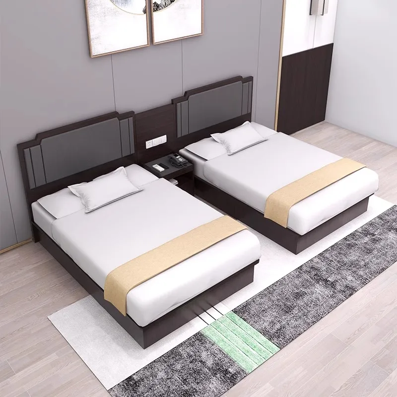 Hotel Bed Hotel Furniture Standard Room Full Set Customized Express Hotel Apartment Single Double Bed Homestay Room Special Bed