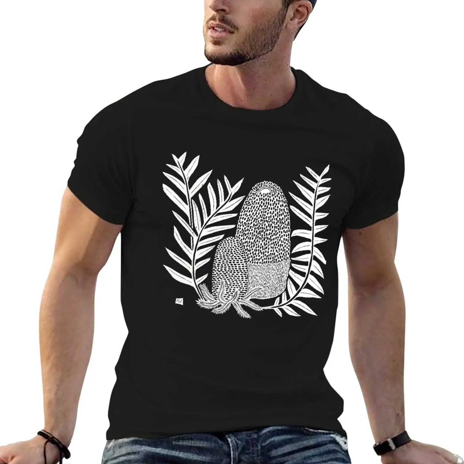 White Banksia blechnifolia T-Shirt summer top custom t shirt t shirts for men pack