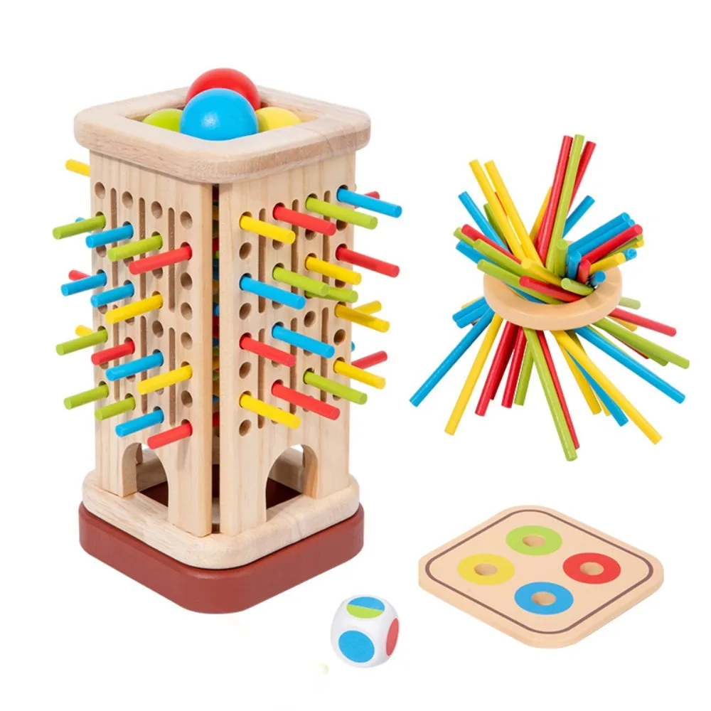 Fun Wooden Stick Board Game Colorful Sticks Fine Motor Skills Wooden Stick Tower Set Thinking Training Wooden Material