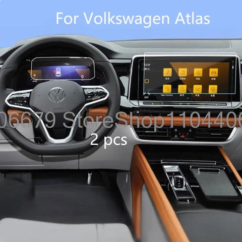 Защитная пленка из закаленного стекла для Volkswagen Atlas 2024, 12-дюймовый автомобильный ЖК-дисплей, GPS-навигация и приборная панель, защитная пленка для ЖК-экрана