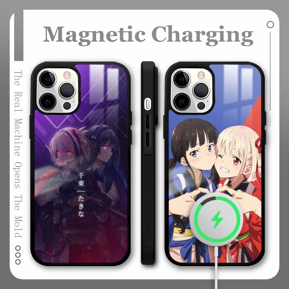 

Anime L-Lycoris R-Recoil Phone Case For iPhone 16 15 14 13 12 11 Pro Max Plus Mini Magnetic Magsafe Wireless Charging Cover