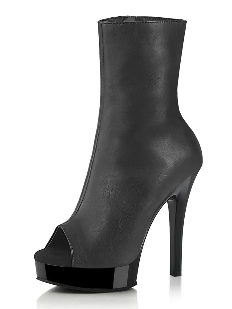 New Nightclub 5Inch Platform Ankle Boots Peep Toe Exotic Dancer Boots Pole Dance 8Inches Fashion Sexy Fetish Womens Party Mature