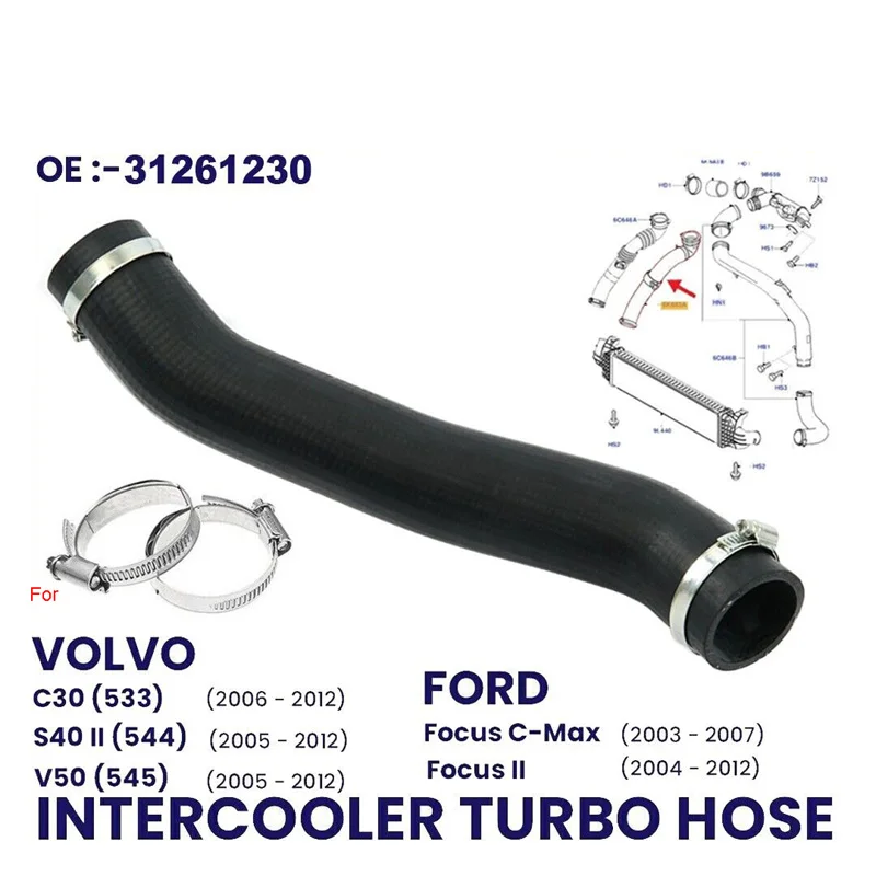 FOR VOLVO C30 S40 MK2 V50 1.6 DIESEL INTERCOOLER TURBO HOSE PIPE 31261230