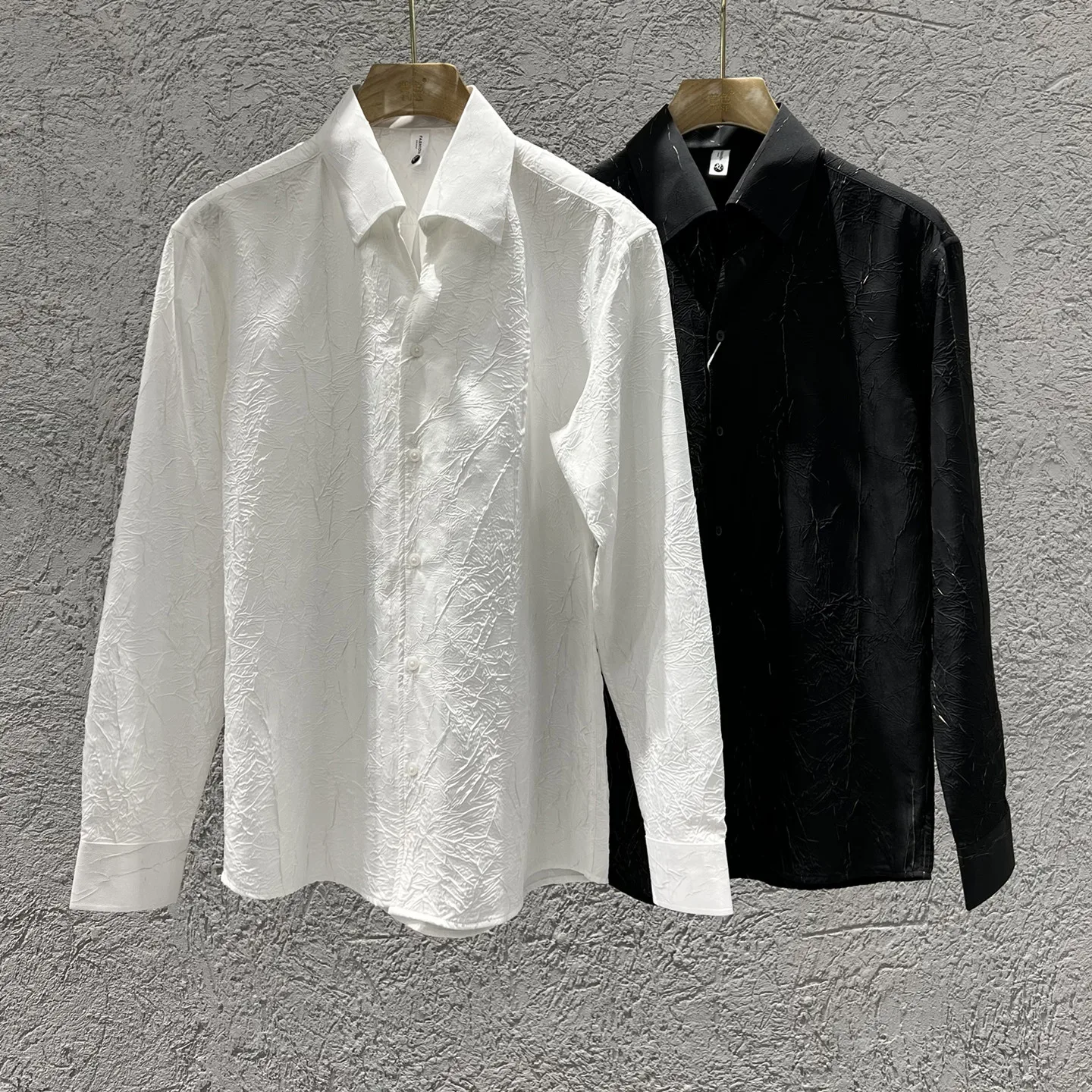 الخريف عالية الجودة قميص الرجال طويلة الأكمام مطوي تصميم الخامس الرقبة قمصان عادية عادية الأعمال الاجتماعية قميص الرجال الملابس #6