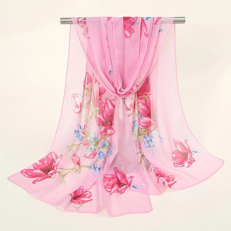 50*160cm Fashion Chiffon Soft Scarf Women Shawl Scarves Breathable Sun Beach Sunscreen Lady Bandana Wrap HIjab Pashmina