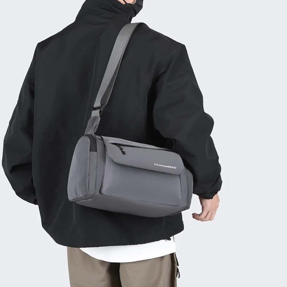 

Waterproof Men Crossbody Bag Large Capacity Phone Pouch Student Shoulder Bag Oxford Cloth Black Grey Messenger Bag